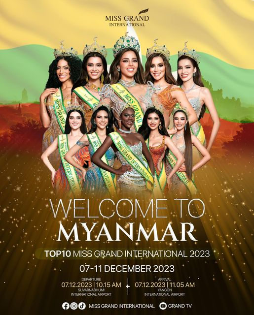 ရန်ကုန်မြို့ သို့  အလည်အပတ်ရောက်ရှိလာတော့မည့် MGI 2023 Top 10 အလှမယ်လေးများ
